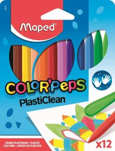 Creioane colorate cerate din plastic, 12culori/set, Color Peps Plasticlean Maped