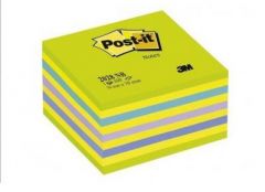Notes autoadeziv cub 76mm x 76mm, 450 file/set, culori neon (galben, verde, albastru), Post-it 3M
