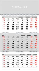 Calendar triptic de perete, pliat, 33cm x 48cm, 2023, EGO