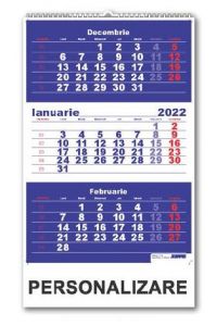 Calendar triptic de perete 33cm x 48cm, albastru, Clasic 2 CR