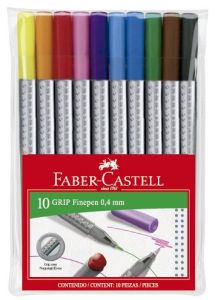 Liner 10 culori/set, varf 0,4mm, Grip Faber Castell-FC151610