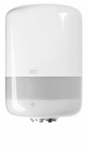 Dispenser din plastic alb, pentru prosoape cu derulare centrala Midi, Tork 559000