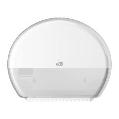 Dispenser din plastic alb pentru hartie igienica mini jumbo, Tork 555000