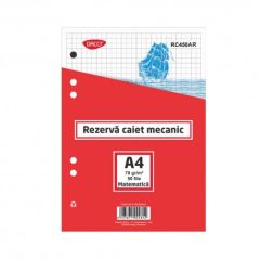 Rezerve ptr.caiet mecanic A4, 50 file/set, matematica, Daco
