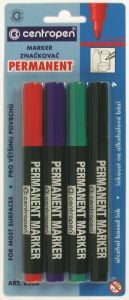 Permanent marker 4buc/set (albastru, negru, rosu, verde), varf 2,5 mm, Centropen 8566