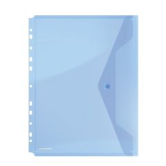 File de protectie A4, albastru transparente, cu clapa laterala si capsa, 200 mic, 4buc/set Donau