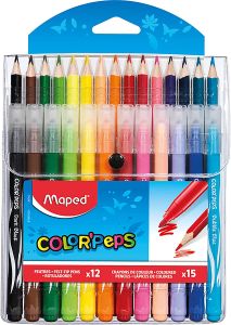 Set creioane colorate 15culori/set + carioci 12culori/set, Color Peps Maped