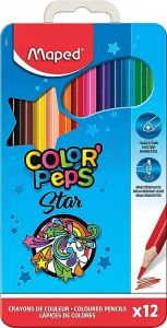 Creioane colorate in cutie metal 12culori/set, Color Peps Star Maped