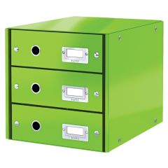 Suport carton laminat cu 3 sertare pentru documente, verde, WOW Click&Store Leitz