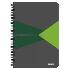 Caiet cu spira A5, 90file, matematica, coperta PP gri/verde, Office Leitz