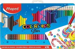 Creioane colorate in cutie metal 36culori/set, Color Peps Star Maped