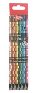 Creioane colorate metalizate, 6culori/set, Daco