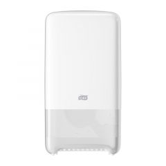 Dispenser din plastic alb pentru hartie igienica Compact 2 role, Tork 557500
