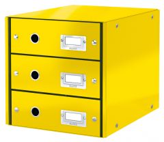 Suport carton laminat cu 3 sertare pentru documente, galben, Click&Store Leitz