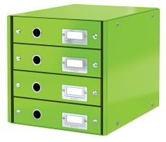 Suport carton laminat cu 4 sertare pentru documente, verde, Wow Click&Store Leitz