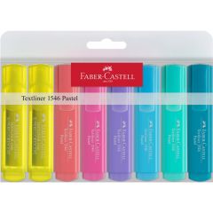 Textmarker pastel 8 culori/set (6 pastel + 2galben), 1546 Faber Castell