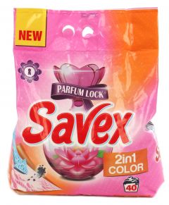 Detergent pudra pentru tesaturi, automat, 4kg, Parfum Lock 2 in 1 Color Savex