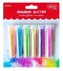 Pudra glitter 6 culori, 6g/tub, curcubeu Daco PU606