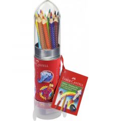 Creioane colorate solubile in apa, 15culori/set si o ascutitoare, racheta Faber Castell-FC112457