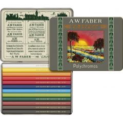 Creioane colorate, scurte, in cutie metal, 12culori/set, Polychromos, Faber Castell-FC211004