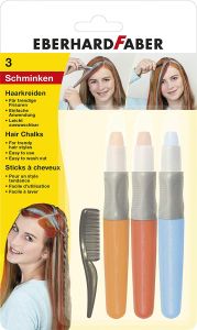 Creion pentru par, culori basic, 3buc/set + pieptan, Eberhard Faber