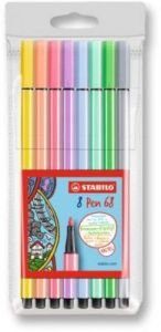 Carioca 8 culori/set, varf 1mm, culori pastel, Pen 68 Stabilo, SW68801