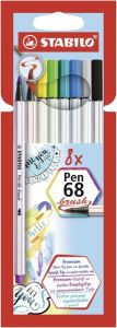 Carioca 8 culori/set, varf tip pensula, Pen 68 Stabilo
