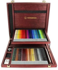 Creioane colorate 60culori/set, caseta lemn, CarbOthello Stabilo