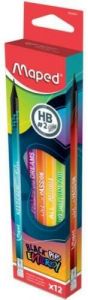 Creion cu guma, HB, 12buc/cutie, Black Peps Energy Maped