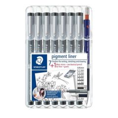 Liner negru, 7 buc/set, Pigment Liner 308 + creion mecanic Staedtler - ST-308-SB8P