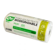 Pungi alimentare biodegradabile, 34x40cm, 400buc/rola, Oti