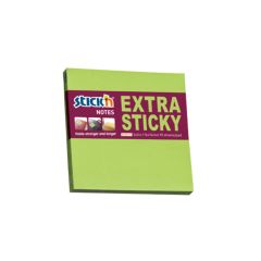 Notes autoadeziv 76mm x 76mm, 90 file/buc, verde neon, extra sticky Stick'n