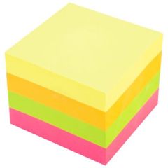 Notes autoadeziv cub 51mm x 51mm, 400 file/set, culori neon, Deli