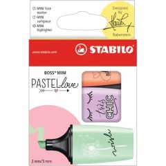 Textmarker 3 culori/set (verde, mov, portocaliu), Pastel Love Stabilo Boss