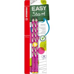 Creion fara guma, 2buc/set, pt. stangaci, corp roz, EasyGraph Stabilo