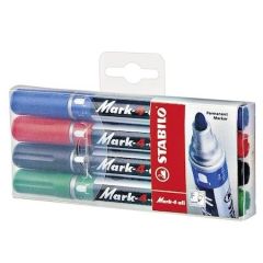Permanent marker 4buc/set (albastru, negru, rosu, verde), varf 1.5-2.5 mm, Mark-4-all F Stabilo SW13