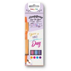 Marker pentru caligrafie, 4culori/set, portocaliu, roz, mov, bleu, Brush Pen Touch Pentel-PESES154CO