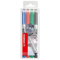 Permanent marker 4buc/set (albastru, negru, rosu, verde), varf 0,7 mm, Write-4-all Stabilo SW131504 