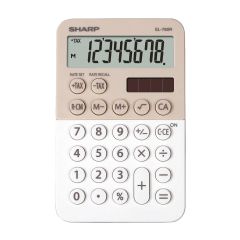 Calculator de buzunar 8 digit, bej/alb, EL-760RBLA Sharp