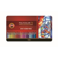 Creioane colorate 72culori/set, cutie metal, Polycolor Koh-I-Noor