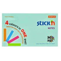 Notes autoadeziv 127mm x 76mm, 100 file/buc, 4 culori pastel, Stickn HO-21576