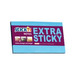 Notes autoadeziv extra sticky, 127mm x 76mm, 90 file/buc, albastru neon, Stickn HO-21677