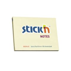 Notes autoadeziv 101mm x 76mm, 100 file/buc, galben pal, Stick'n