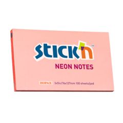 Notes autoadeziv 127mm x 76mm, 100 file/buc, corai neon, Stick'n HO-21170