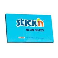 Notes autoadeziv 127mm x 76mm, 100 file/buc, albastru neon, Stick'n HO-21213