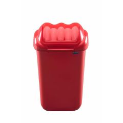 Cos plastic pentru gunoi, capac batant, rosu, 50L, PLAFOR Fala