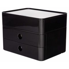 Suport cu 2 sertare pentru documente si cutie accesorii, negru jet, Allison Smart Box Plus Han