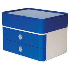 Suport cu 2 sertare pentru documente si cutie accesorii, albastru royal, Allison Smart Box Plus Han