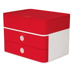 Suport cu 2 sertare pentru documente si cutie accesorii, rosu cherry, Allison Smart Box Plus Han