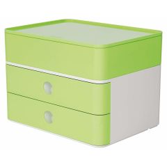 Suport cu 2 sertare pentru documente si cutie accesorii, verde lime, Allison Smart Box Plus Han